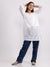 Premium Chanderi Silk White Chikankari Short Kurta