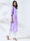 Malhar: Reflecting grandeur, chikankari straight Modal kurti-Lavendar