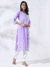 Malhar: Reflecting grandeur, chikankari straight Modal kurti-Lavendar