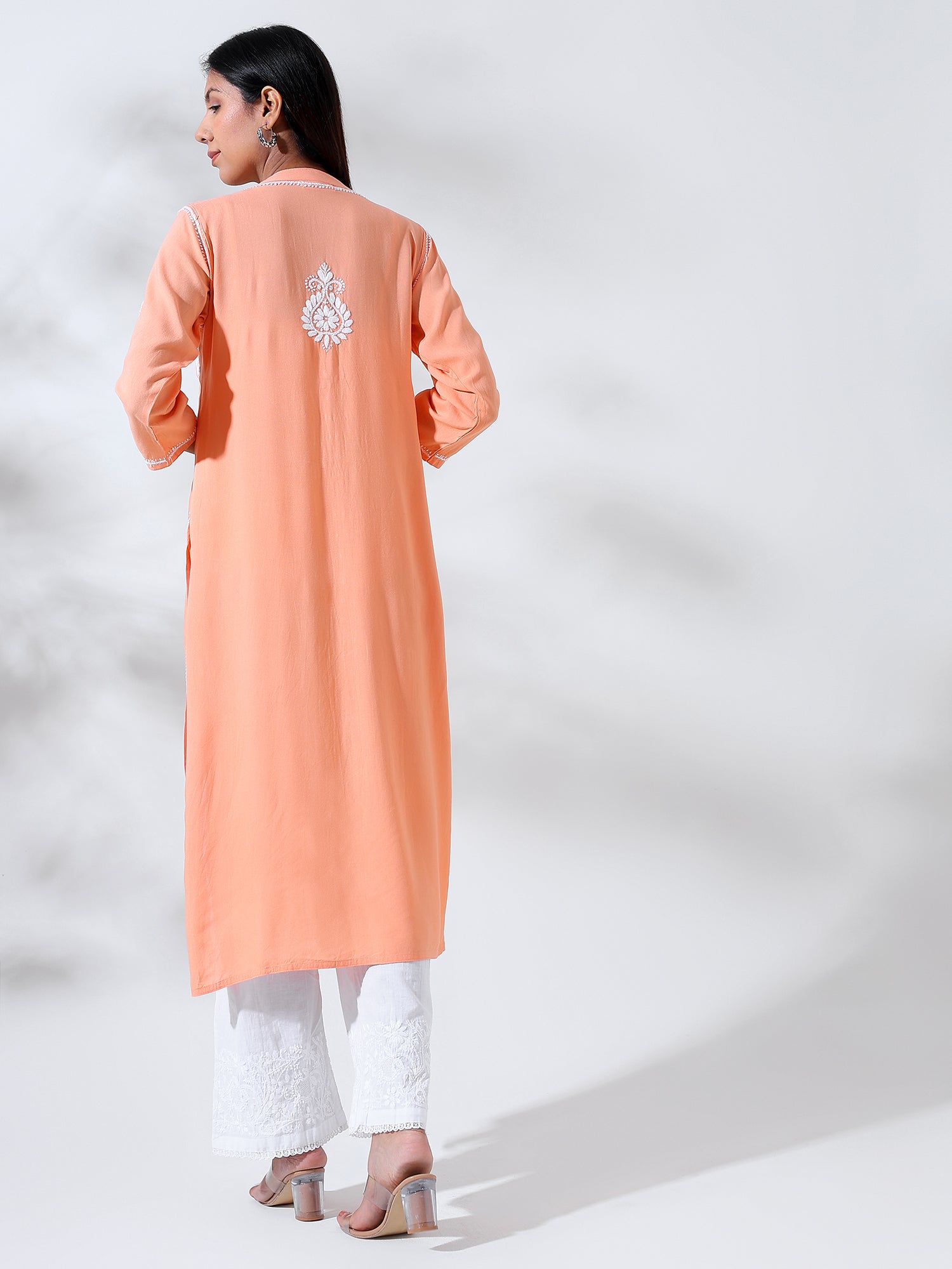 Olivia : Modal Chikankari Kurta with Mandarin Collar