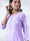Malhar: Reflecting grandeur, chikankari straight Modal kurti-Lavendar
