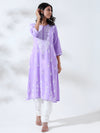 Malhar: Reflecting grandeur, chikankari straight Modal kurti-Lavendar