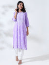 Malhar: Reflecting grandeur, chikankari straight Modal kurti-Lavendar