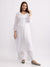 Meher! White Kota doria straight Chikankari kurta with slip