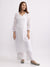 Meher! White Kota doria straight Chikankari kurta with slip