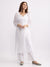 Meher! White Kota doria straight Chikankari kurta with slip