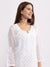 Meher! White Kota doria straight Chikankari kurta with slip