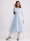 Nazakat: Blue Kota doria Chikankari with slip