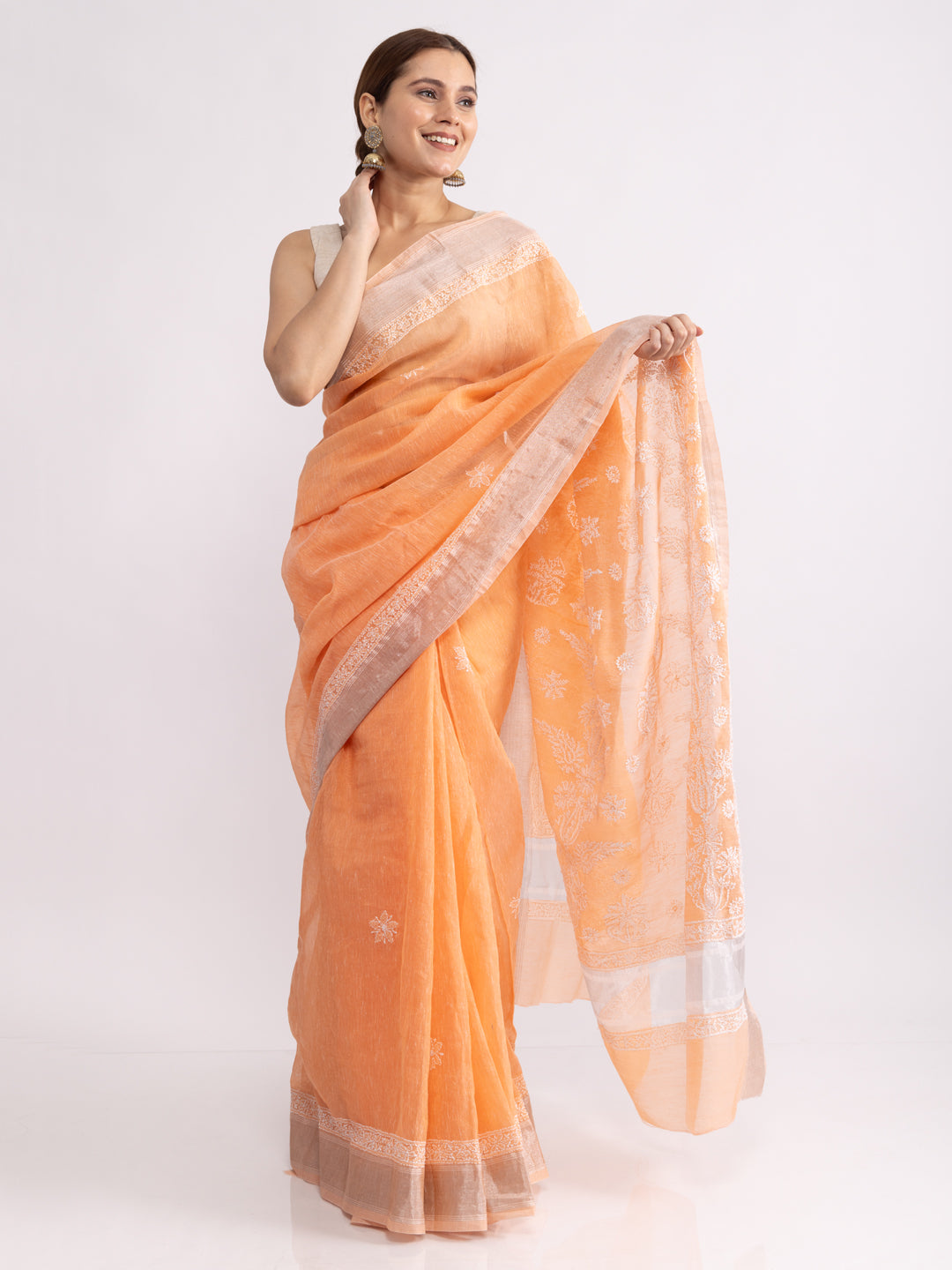 Pastel Hues! colored Chikankari Chanderi sarees