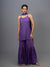 Zehnab! Muslin Chikankari Sharara paired with a sleek spaghetti strap purple kurta