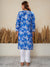 Jugni Blue Printed Mul Cotton Chikankari Straight kurti