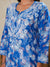 Jugni Blue Printed Mul Cotton Chikankari Straight kurti