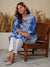 Jugni Blue Printed Mul Cotton Chikankari Straight kurti