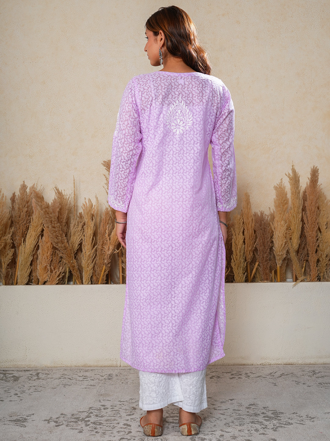 Jugni Mul Cotton Printed Straight Kurti-Purple