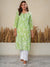 Jugni Mul Cotton Printed Straight Kurti-Light Green