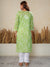 Jugni Mul Cotton Printed Straight Kurti-Light Green