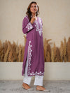 Nilofar: Violet Hand embroidered Rayon Chikankari Kurti