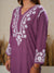 Nilofar: Violet Hand embroidered Rayon Chikankari Kurti