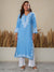 Nilofar: Blue Hand embroidered Rayon Chikankari Kurti