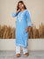 Nilofar: Blue Hand embroidered Rayon Chikankari Kurti