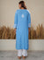 Nilofar: Blue Hand embroidered Rayon Chikankari Kurti