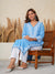Nilofar: Blue Hand embroidered Rayon Chikankari Kurti