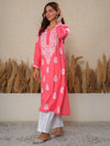Nilofar: Pink hand embroidered Modal Chikankari Kurti