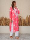 Nilofar: Pink hand embroidered Modal Chikankari Kurti