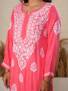 Nilofar: Pink hand embroidered Modal Chikankari Kurti