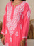 Nilofar: Pink hand embroidered Modal Chikankari Kurti