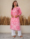 Jugni Mul Cotton Printed Straight Kurti-Pink