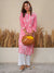 Jugni Mul Cotton Printed Straight Kurti-Pink
