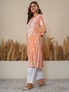 Jugni Mul cotton Chikankari Straight Kurti-Pink
