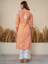 Jugni Mul cotton Chikankari Straight Kurti-Pink