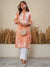 Jugni Mul cotton Chikankari Straight Kurti-Pink