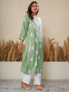 Nilofar: Sage Green hand embroidered Modal Chikankari Kurti