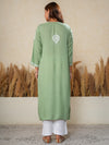 Nilofar: Sage Green hand embroidered Modal Chikankari Kurti