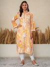 Jugni Sunset Mul cotton Chikankari kurti with Dhoti Pant