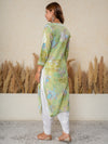 Jugni green mul cotton printed Chikankari Kurti