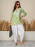 Jugni Green mul cotton Floral Printed Short Chikankari Kurti
