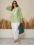 Jugni Green mul cotton Floral Printed Short Chikankari Kurti