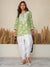 Jugni Green mul cotton Floral Printed Short Chikankari Kurti
