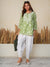 Jugni Green mul cotton Floral Printed Short Chikankari Kurti