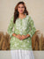 Jugni Green mul cotton Floral Printed Short Chikankari Kurti