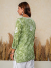 Jugni Green mul cotton Floral Printed Short Chikankari Kurti