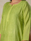 Aafreen:Chanderi silk suittraditional Bakhiya chikankari embroidery-Green