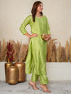 Aafreen:Chanderi silk suittraditional Bakhiya chikankari embroidery-Green