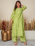Aafreen:  Chanderi silk suit  traditional Bakhiya chikankari embroidery-Green