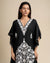 KHIZAN-Black Embroidered Cotton Long Summer Kaftan
