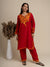 KHIZAN- Cotton Kashmiri AARI Red Kurta with Pant